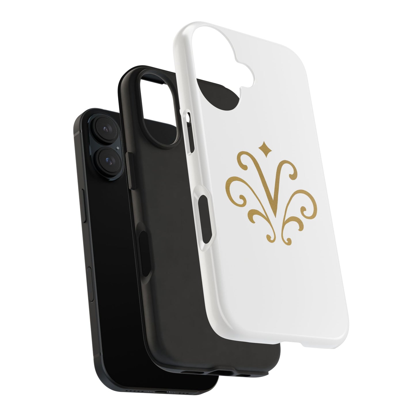 Vessore Luxury iPhone 16, 15, 14 Case – Elegant White & Gold Design - Vessore