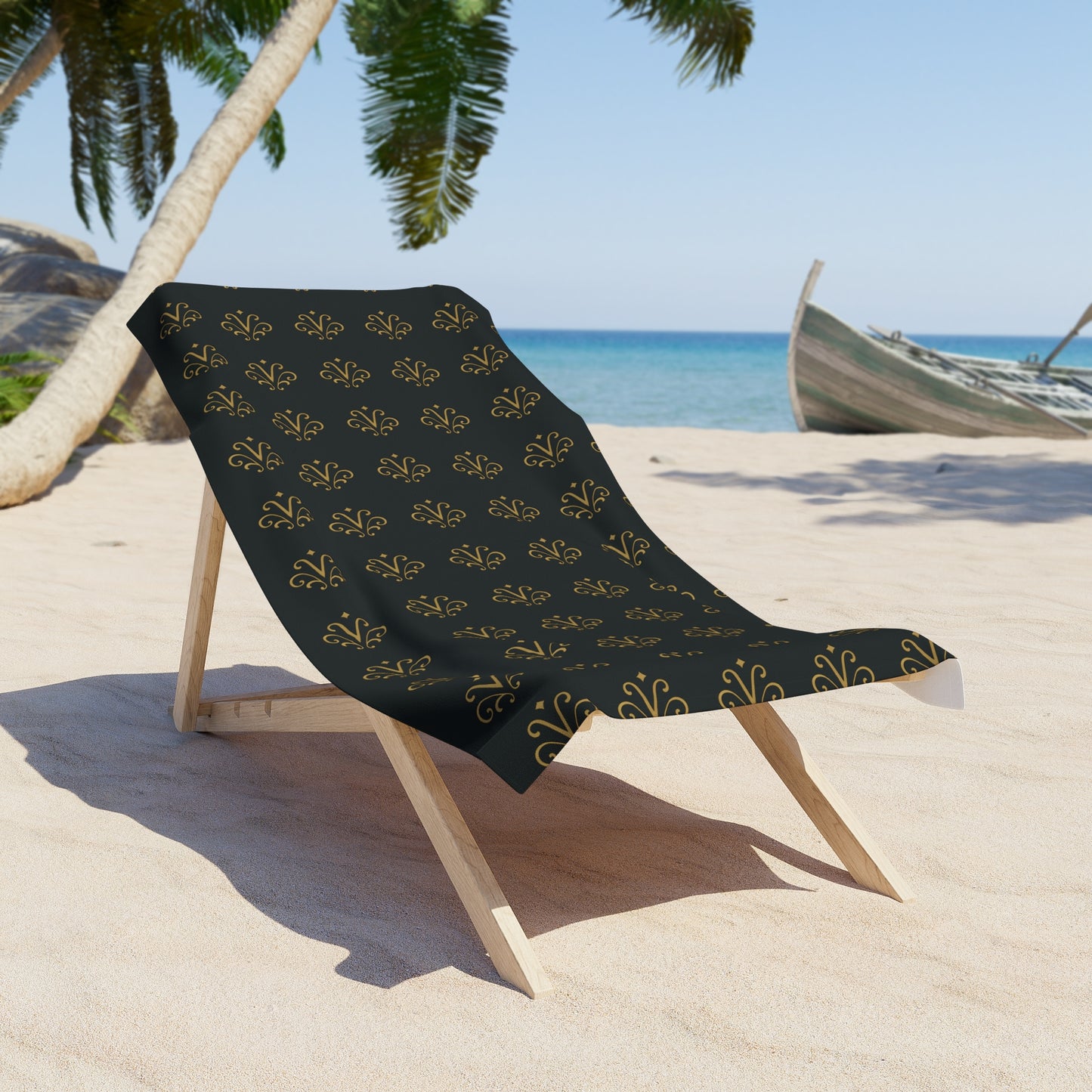 VESSORE Linge de Plage Élégance | Luxury Black Patterned Beach Towel