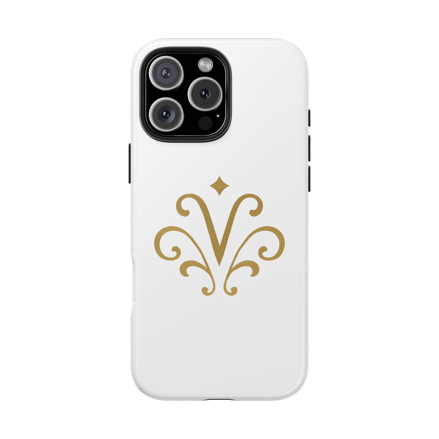 Vessore Luxury iPhone 16, 15, 14 Case – Elegant White & Gold Design - Vessore