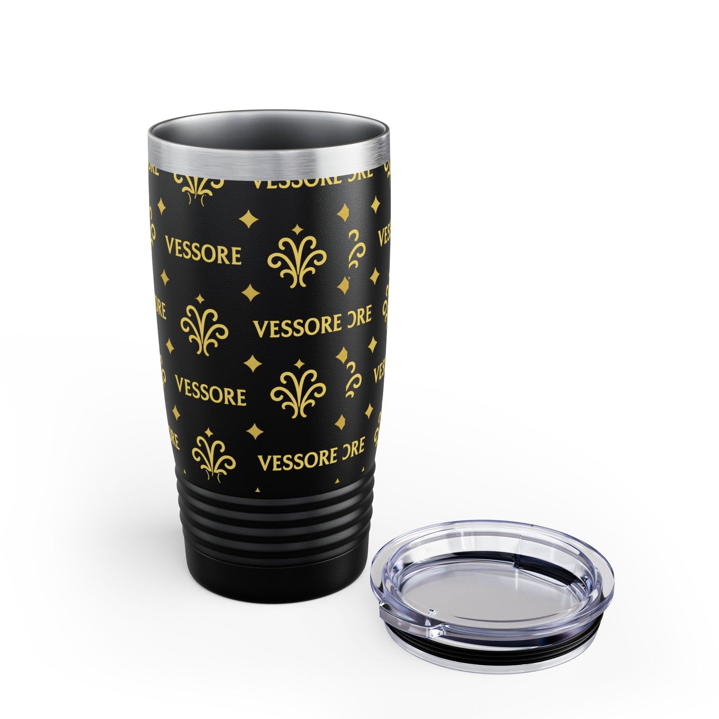 Vessore Travel Mug, Elegant Gold Pattern Tumbler, 20oz