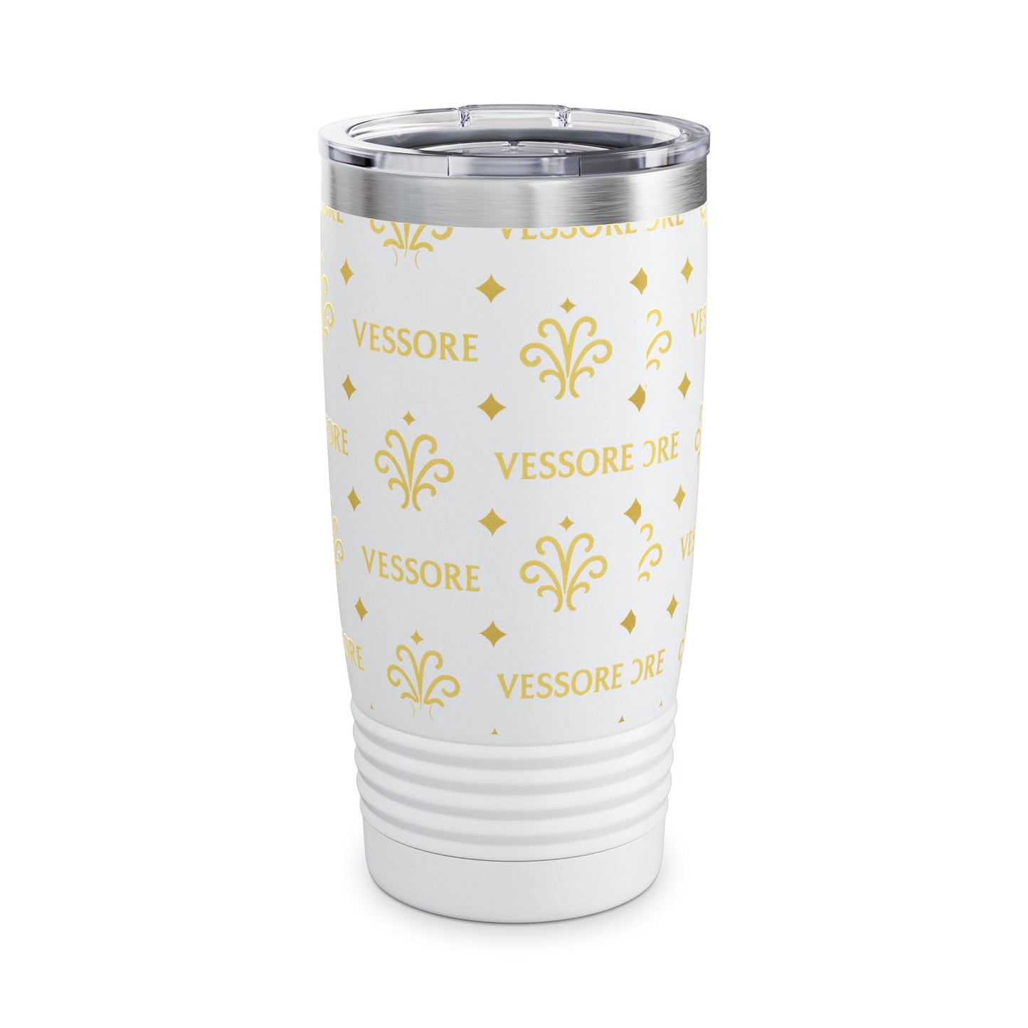 Vessore Travel Mug, Elegant Gold Pattern Tumbler, 20oz