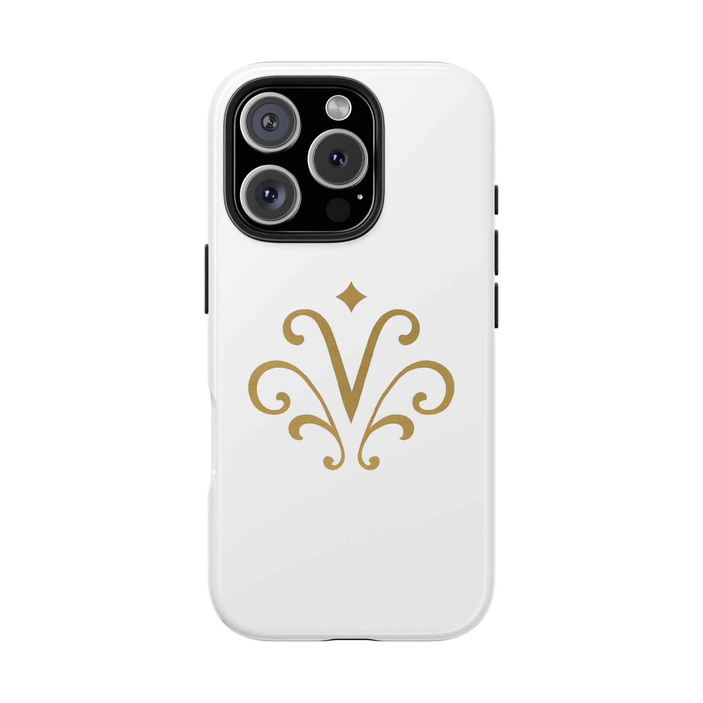 Vessore Luxury iPhone 16, 15, 14 Case – Elegant White & Gold Design - Vessore