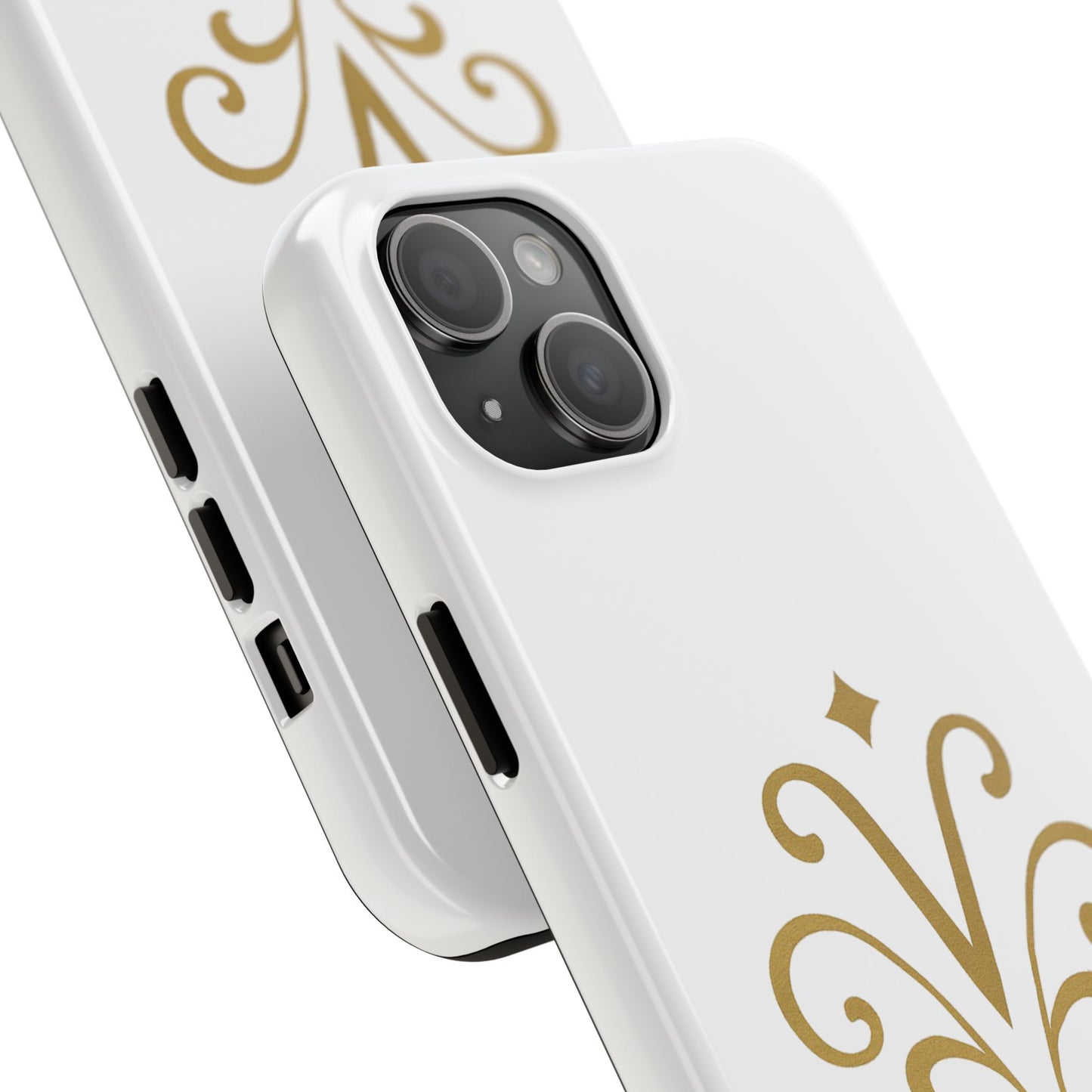 Vessore Luxury iPhone 16, 15, 14 Case – Elegant White & Gold Design - Vessore