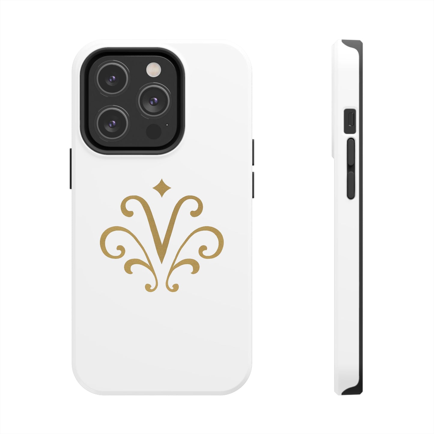 Vessore Luxury iPhone 16, 15, 14 Case – Elegant White & Gold Design - Vessore