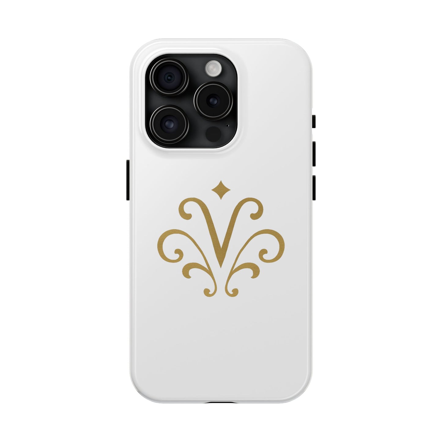 Vessore Luxury iPhone 16, 15, 14 Case – Elegant White & Gold Design - Vessore