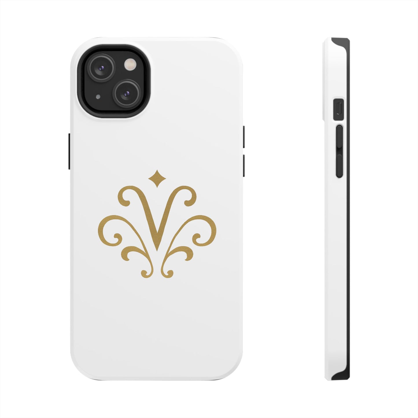 Vessore Luxury iPhone 16, 15, 14 Case – Elegant White & Gold Design - Vessore