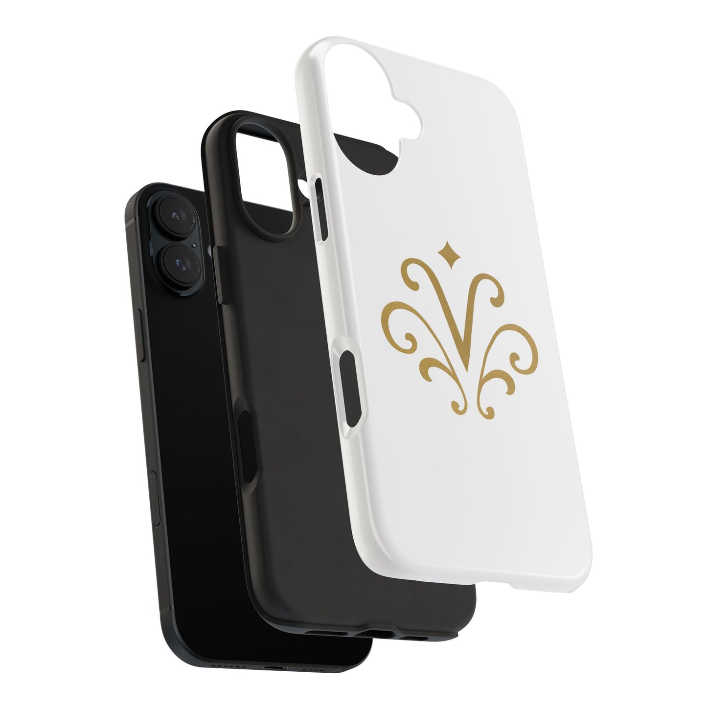 Vessore Luxury iPhone 16, 15, 14 Case – Elegant White & Gold Design - Vessore