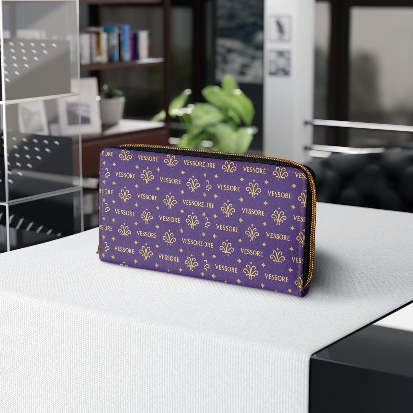 Women Wallet, Luxury Leather Zipper Wallet Purple, Vessore Portefeuille Zippé de Luxe, Stylish Wallet, Slim Zippered Purse Elegant Wallet Purple
