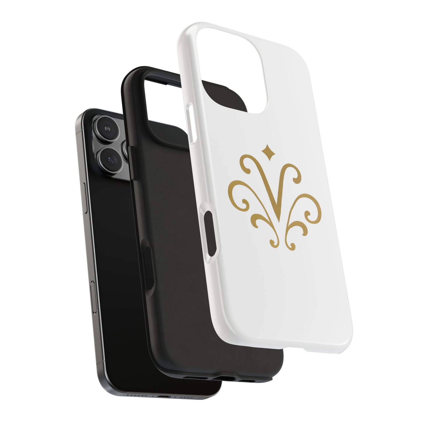 Vessore Luxury iPhone 16, 15, 14 Case – Elegant White & Gold Design - Vessore