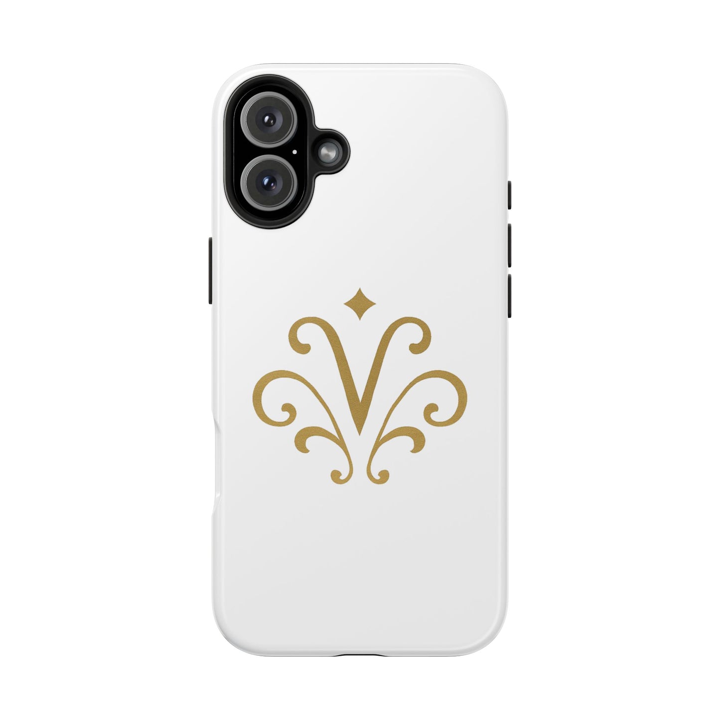 Vessore Luxury iPhone 16, 15, 14 Case – Elegant White & Gold Design - Vessore