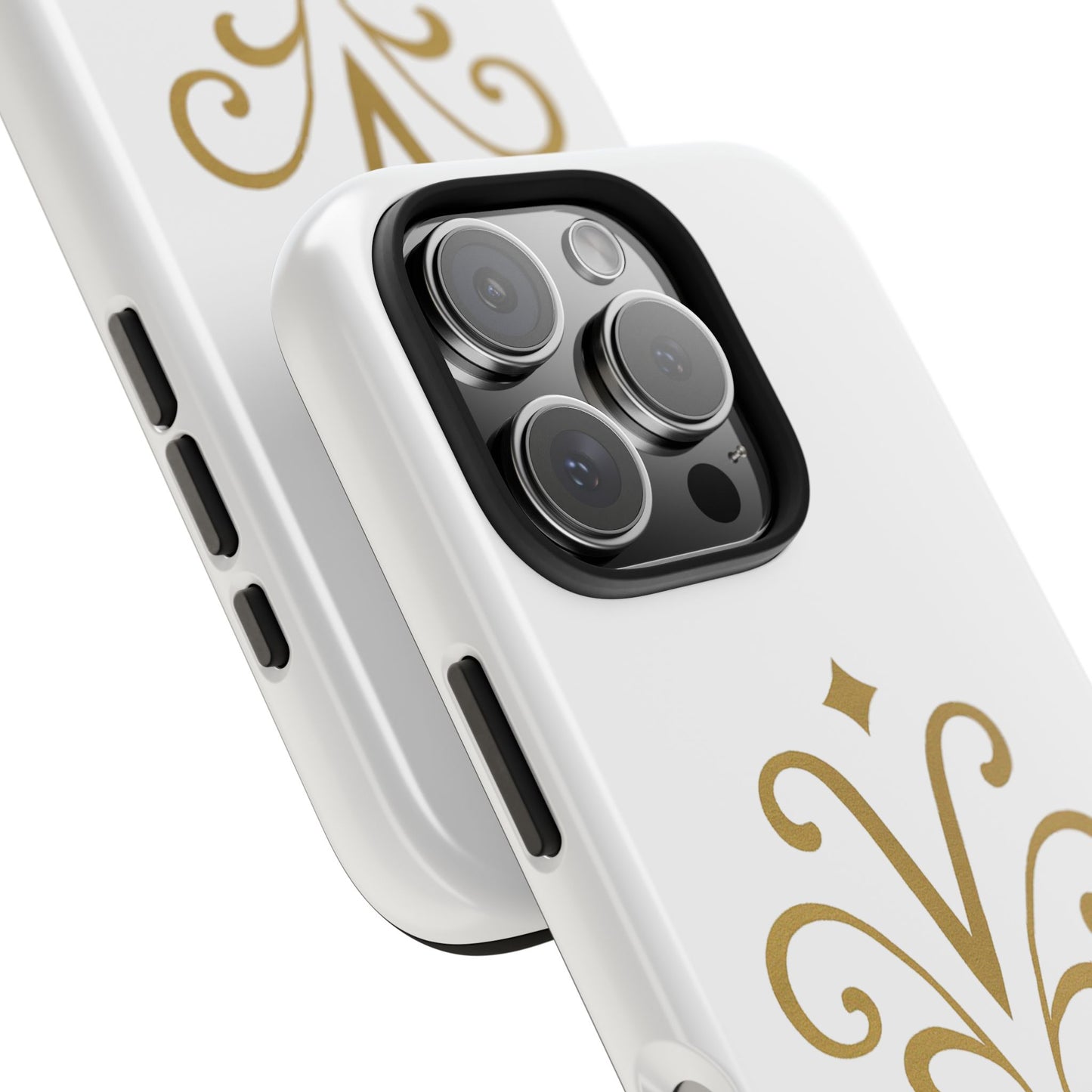 Vessore Luxury iPhone 16, 15, 14 Case – Elegant White & Gold Design - Vessore
