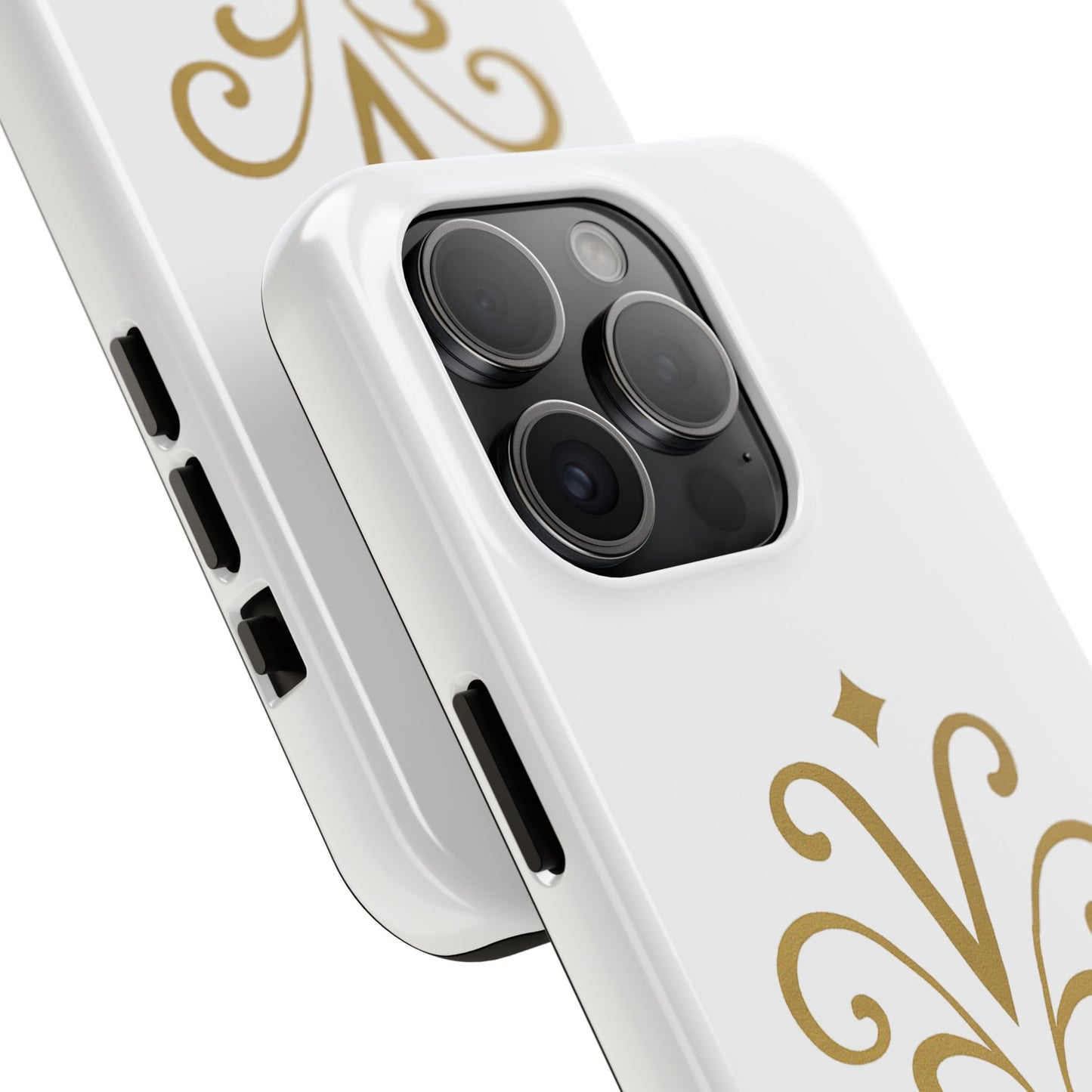 Vessore Luxury iPhone 16, 15, 14 Case – Elegant White & Gold Design - Vessore