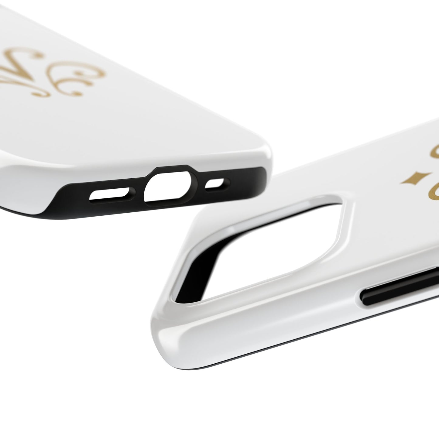 Vessore Luxury iPhone 16, 15, 14 Case – Elegant White & Gold Design - Vessore