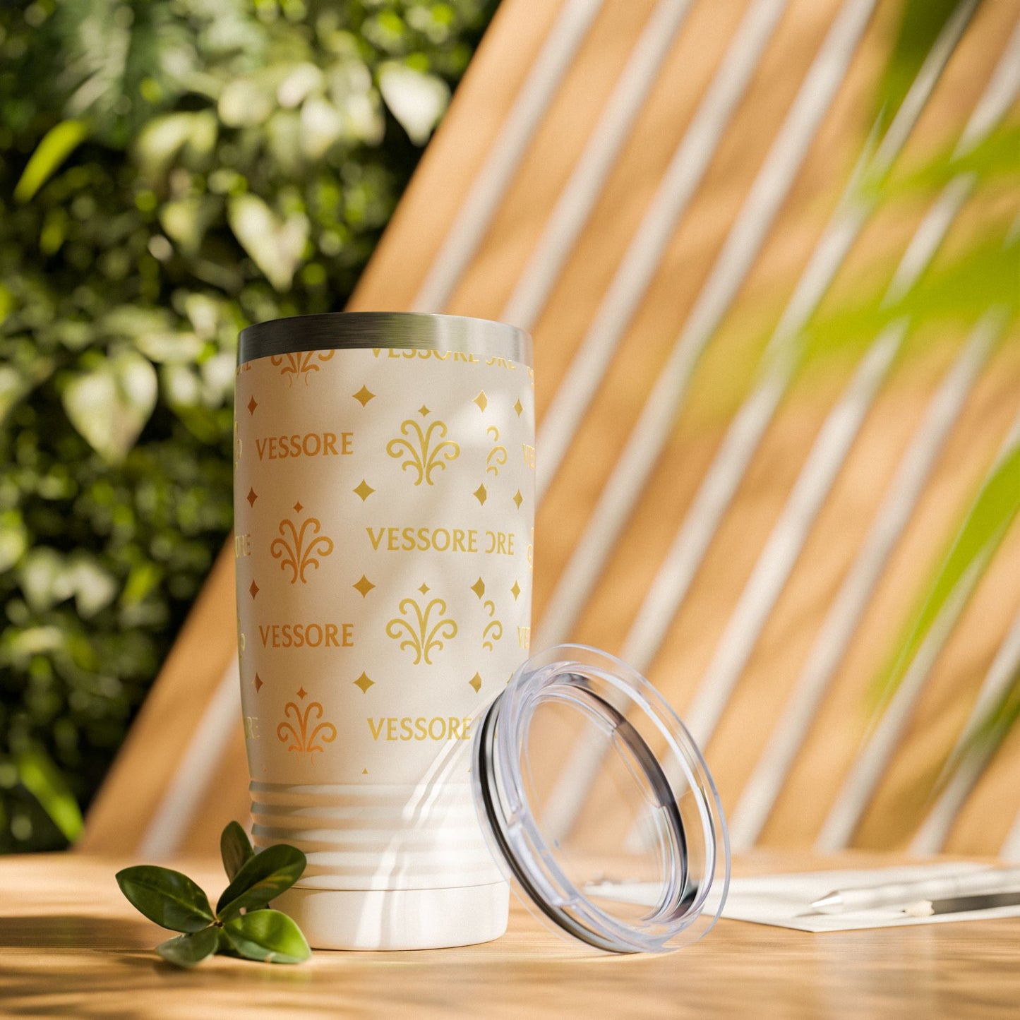 Vessore Travel Mug, Elegant Gold Pattern Tumbler, 20oz