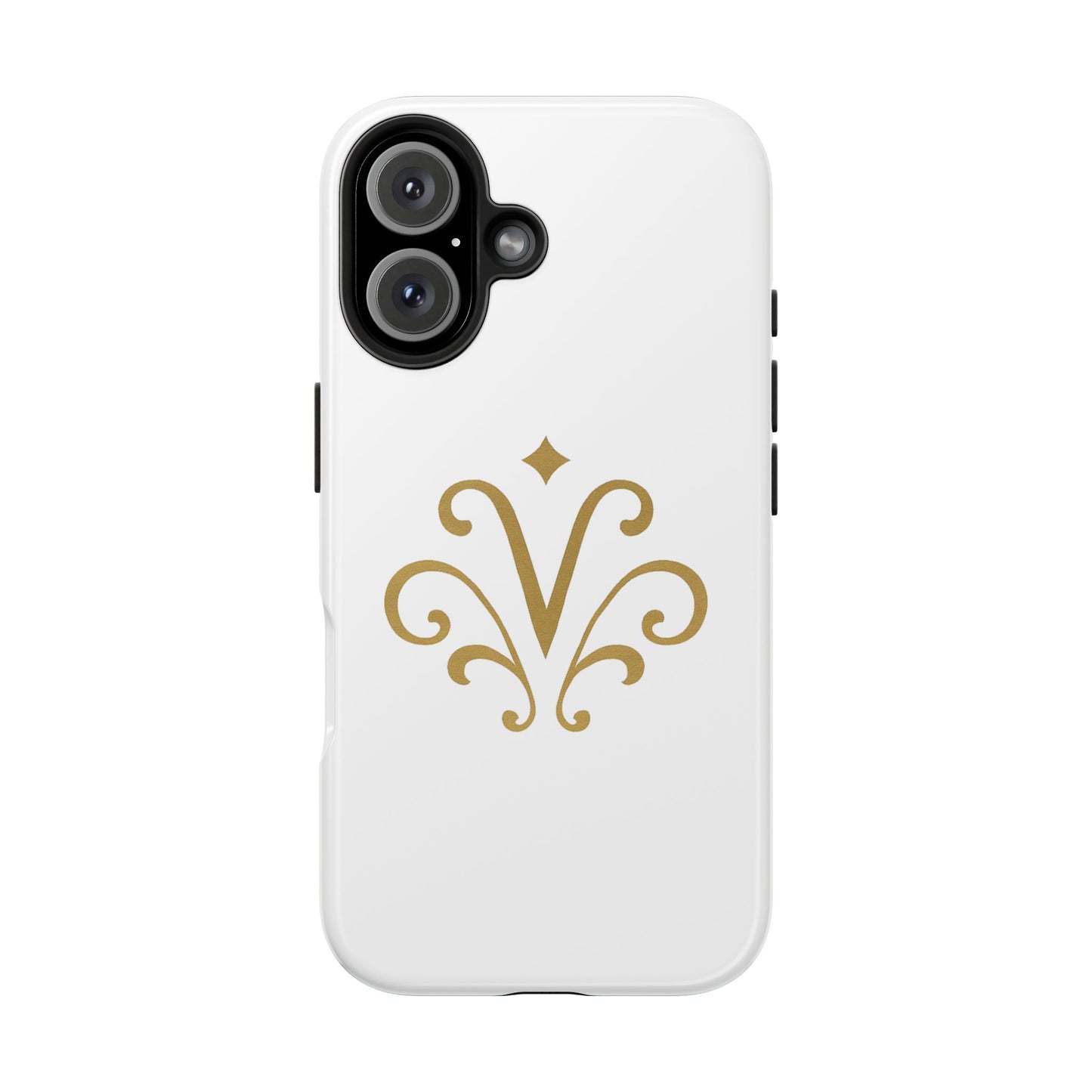 Vessore Luxury iPhone 16, 15, 14 Case – Elegant White & Gold Design - Vessore