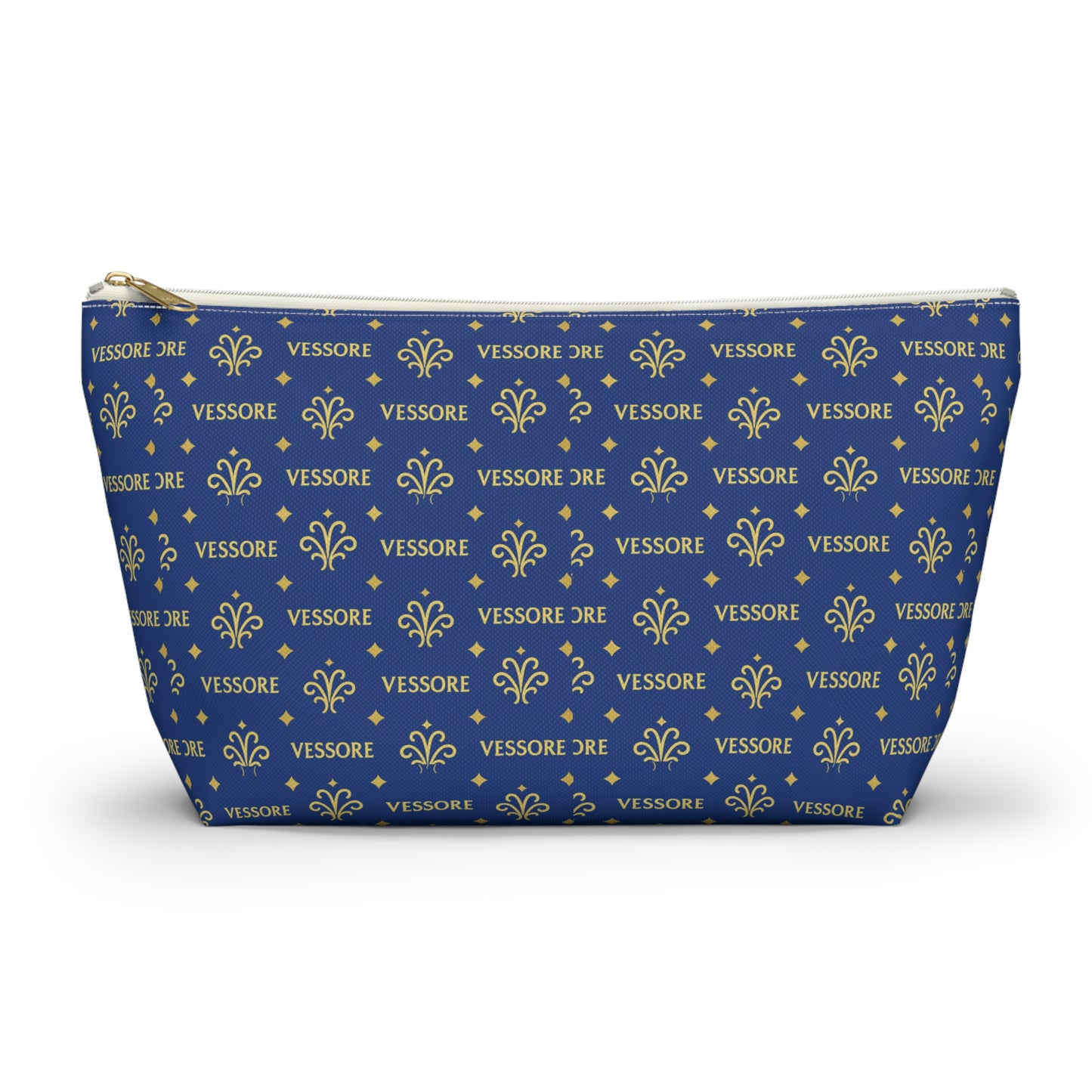 Vessore Luxury Accessory Pouch, Dark Blue Makeup Bag, Toilet Bag, Travel Cosmetic Organizer T-Bottom Design