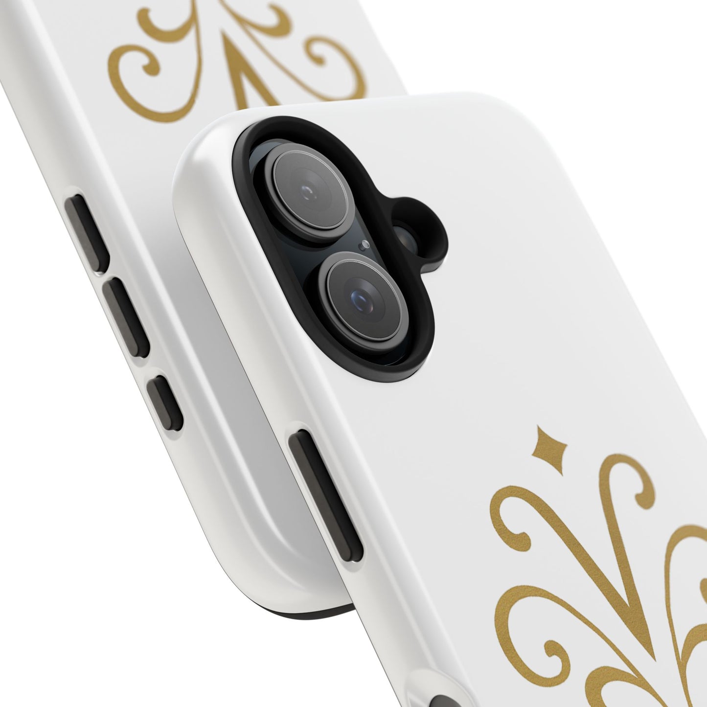 Vessore Luxury iPhone 16, 15, 14 Case – Elegant White & Gold Design - Vessore