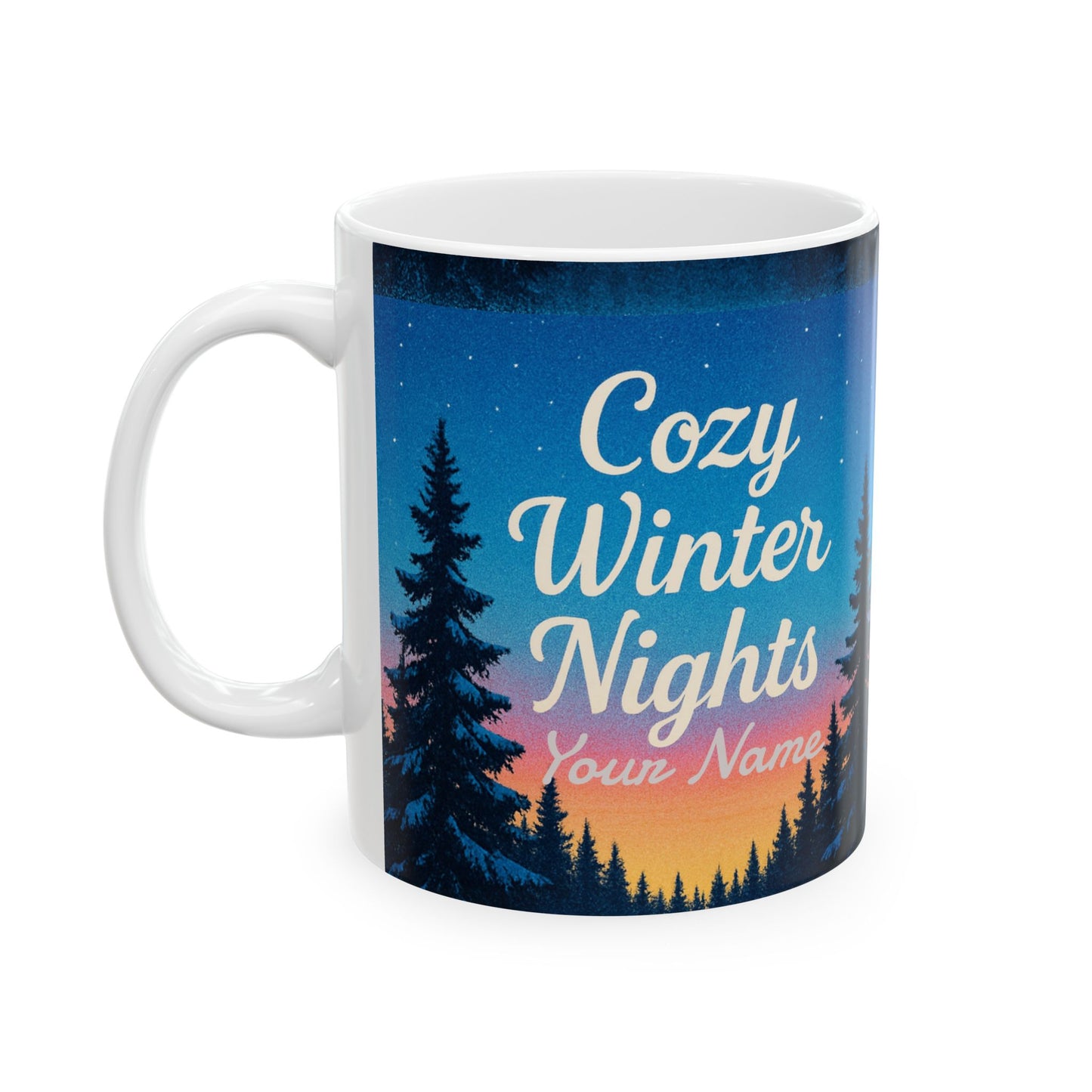 Personalized Gifts, Personalized Christmas Cozy Winter Nights Ceramic Mug, Personalized Coffee Mug | 11oz & 15oz