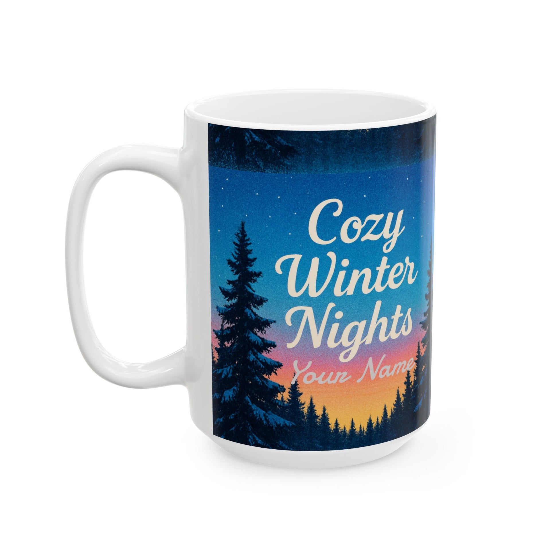Personalized Gifts, Personalized Christmas Cozy Winter Nights Ceramic Mug, Personalized Coffee Mug | 11oz & 15oz