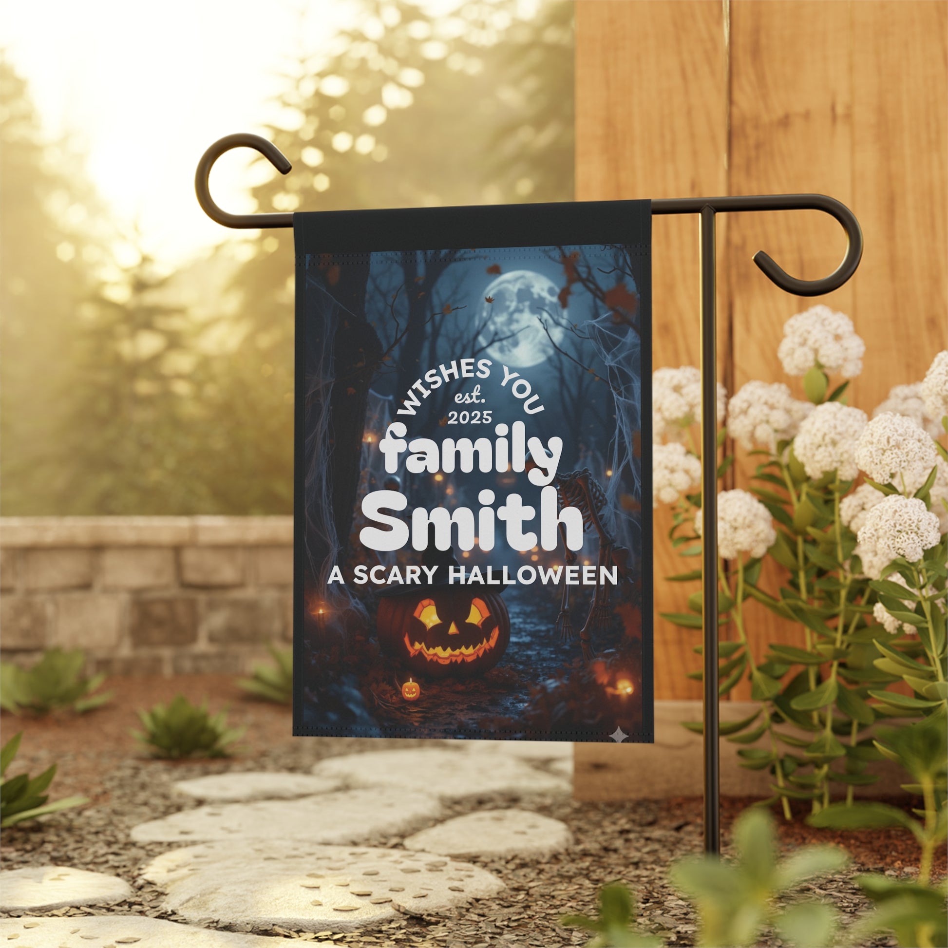 Halloween Decor, Halloween Garden Banner, Personalized Halloween Family Sign, Outdoor Halloween Home Decor,