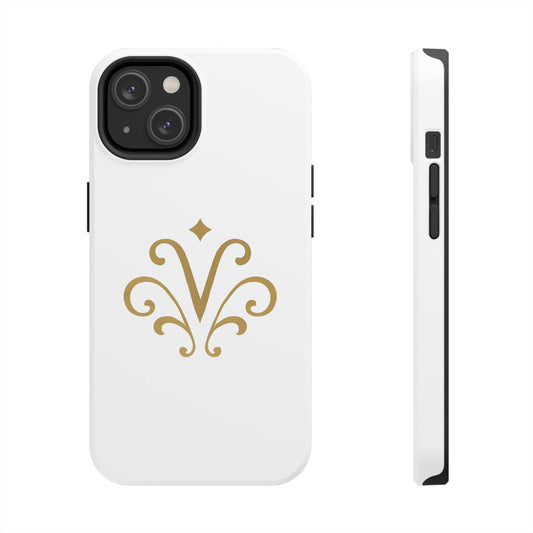 Vessore Luxury iPhone 16, 15, 14 Case – Elegant White & Gold Design - Vessore