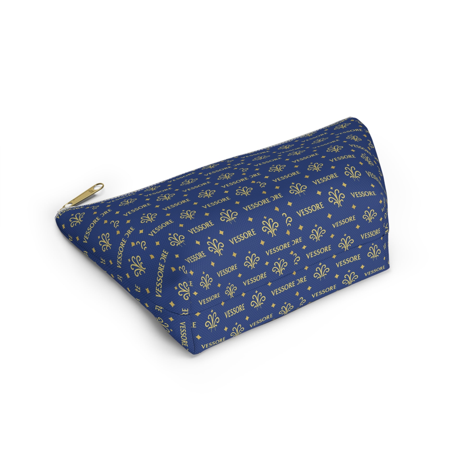 Vessore Luxury Accessory Pouch, Dark Blue Makeup Bag, Toilet Bag, Travel Cosmetic Organizer T-Bottom Design