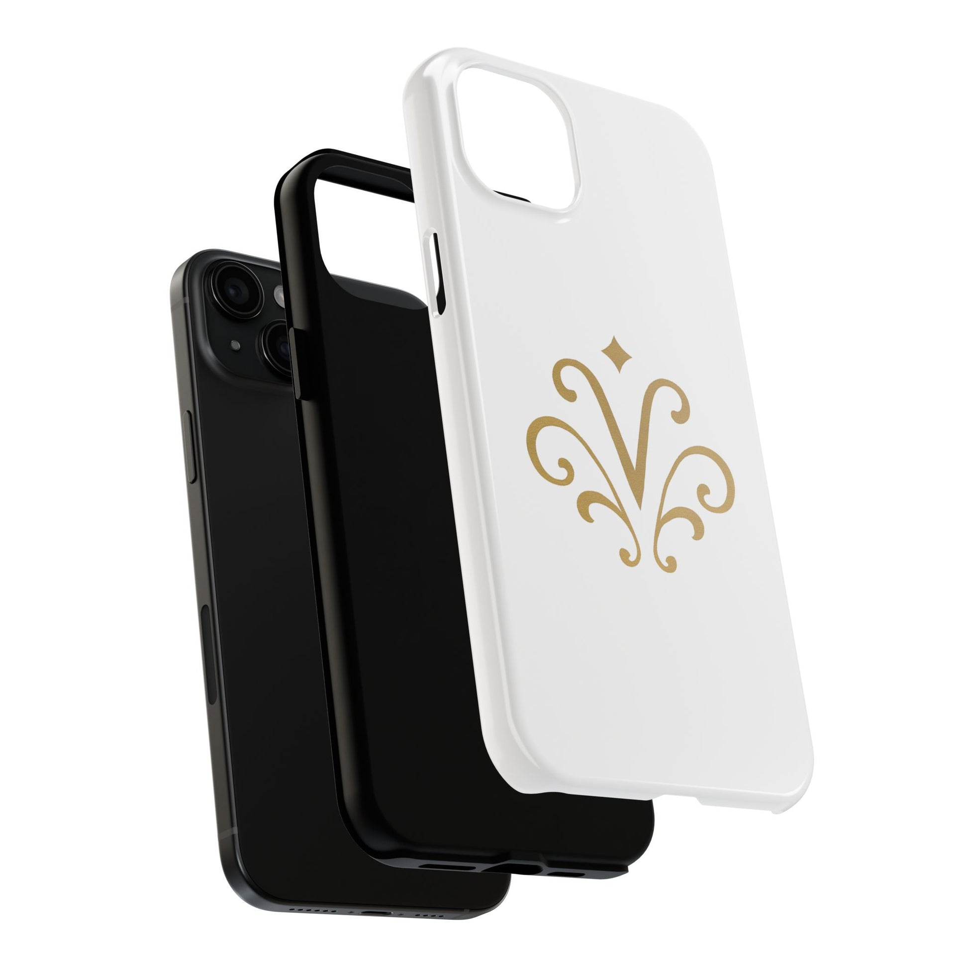 Vessore Luxury iPhone 16, 15, 14 Case – Elegant White & Gold Design - Vessore