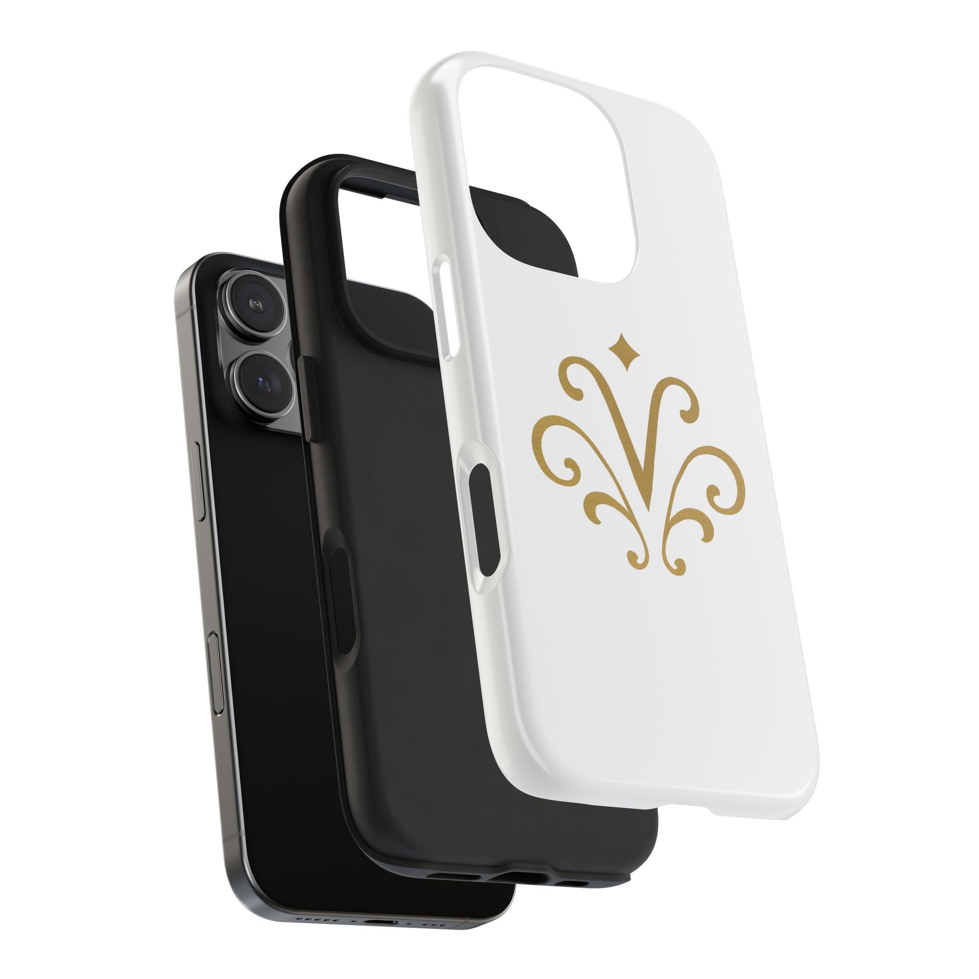 Vessore Luxury iPhone 16, 15, 14 Case – Elegant White & Gold Design - Vessore