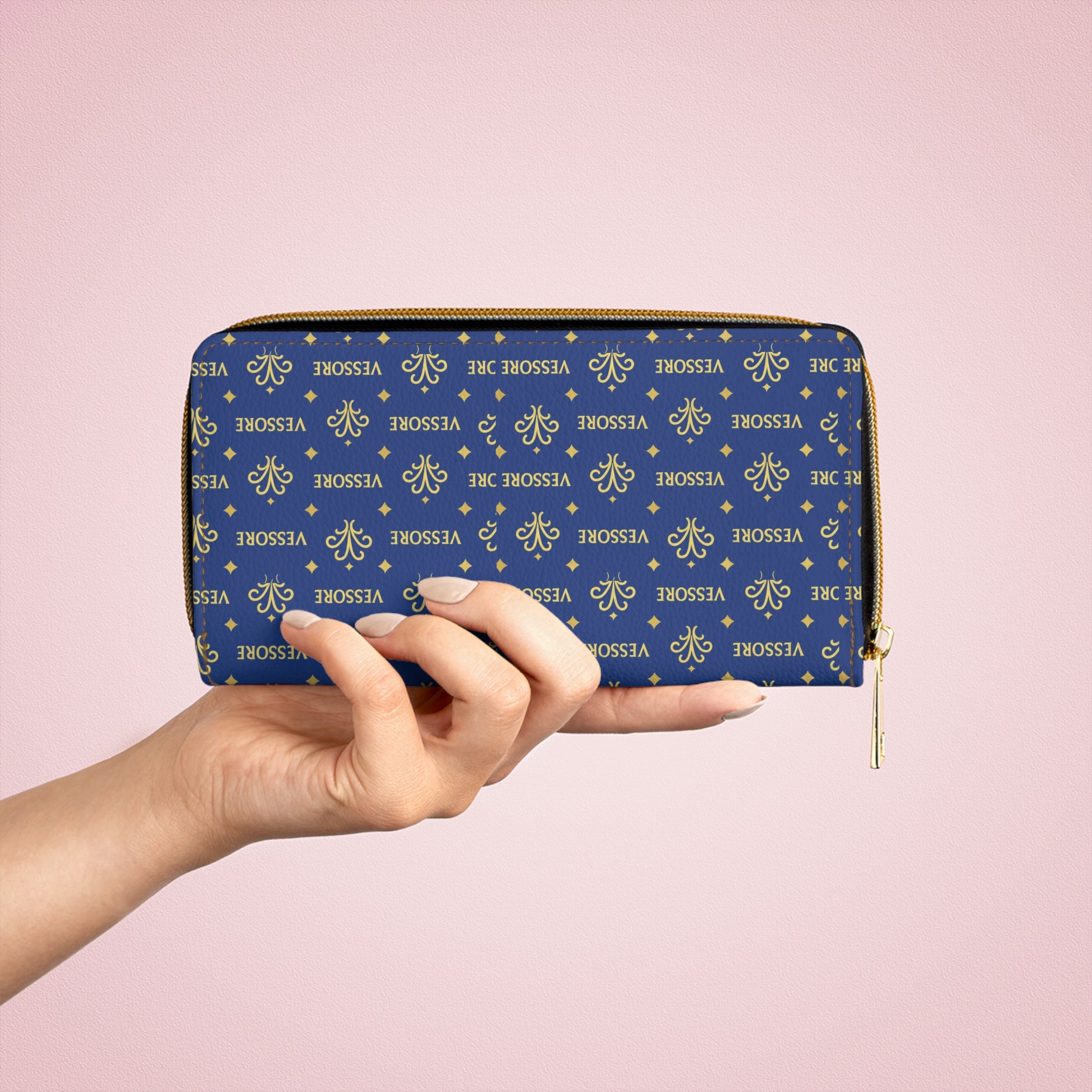 Luxury Leather Women Wallet, Zipper Wallet Green, Vessore Portefeuille Zippé de Luxe, Stylish Wallet, Slim Zippered Purse, Elegant Wallet Blue