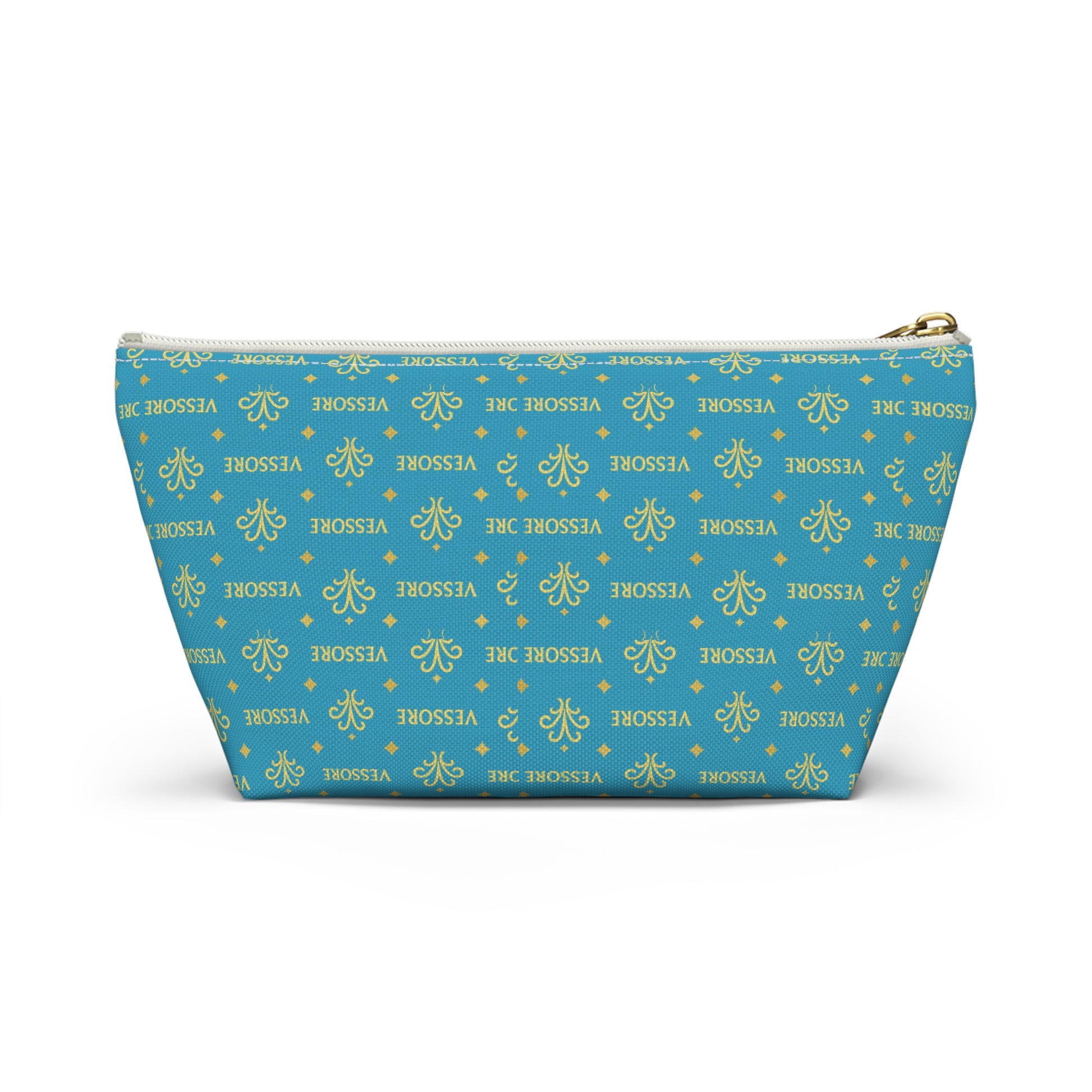 Vessore Luxury Accessory Pouch, Turquoise Makeup Bag, Toilet Bag, Travel Cosmetic Organizer T-Bottom Design