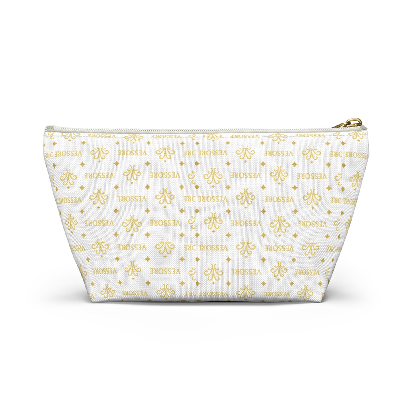 Vessore Luxury Accessory Pouch, White Makeup Bag, Toilet Bag, Travel Cosmetic Organizer T-Bottom Design