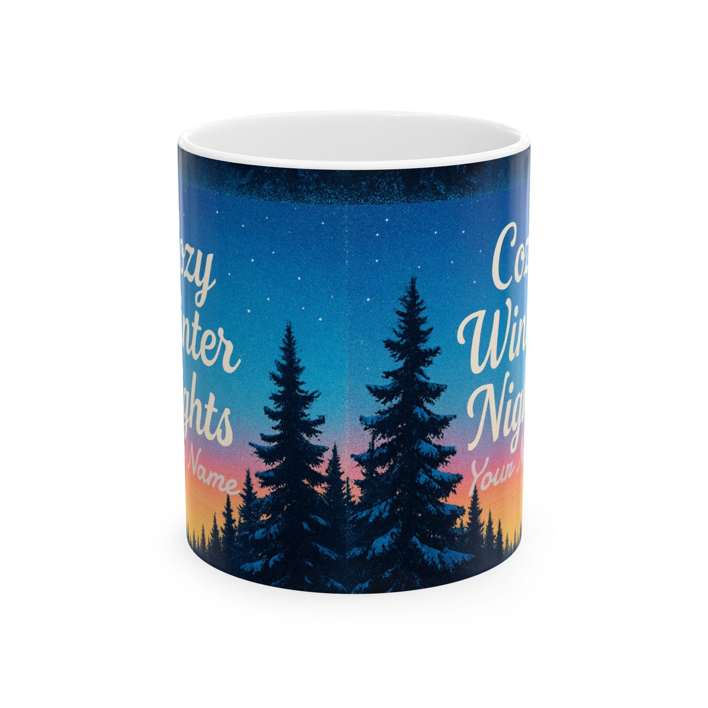 Personalized Gifts, Personalized Christmas Cozy Winter Nights Ceramic Mug, Personalized Coffee Mug | 11oz & 15oz