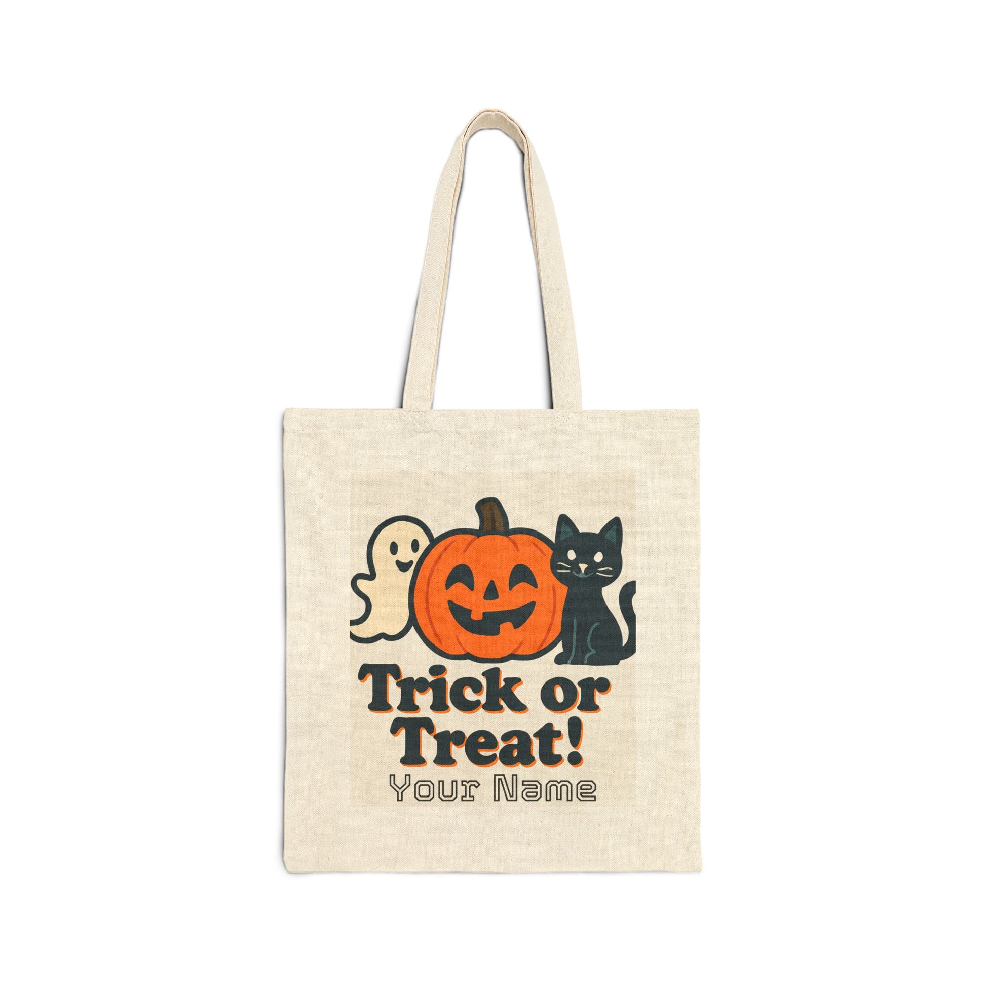 Trick or Treat Halloween Tote Bag | Cute Jack-o'-Lantern Ghost Reusable Shopping Bag