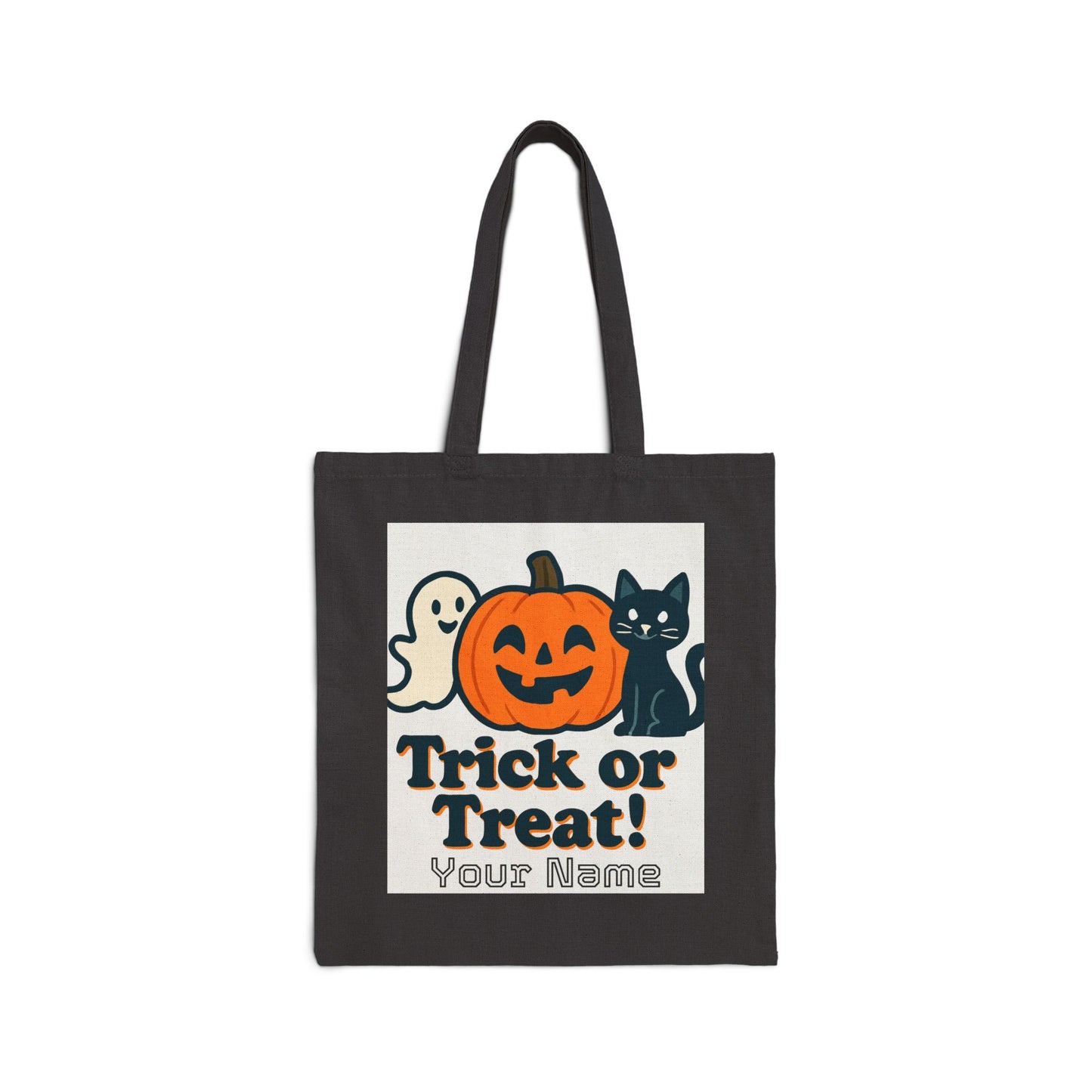 Trick or Treat Halloween Tote Bag | Cute Jack-o'-Lantern Ghost Reusable Shopping Bag