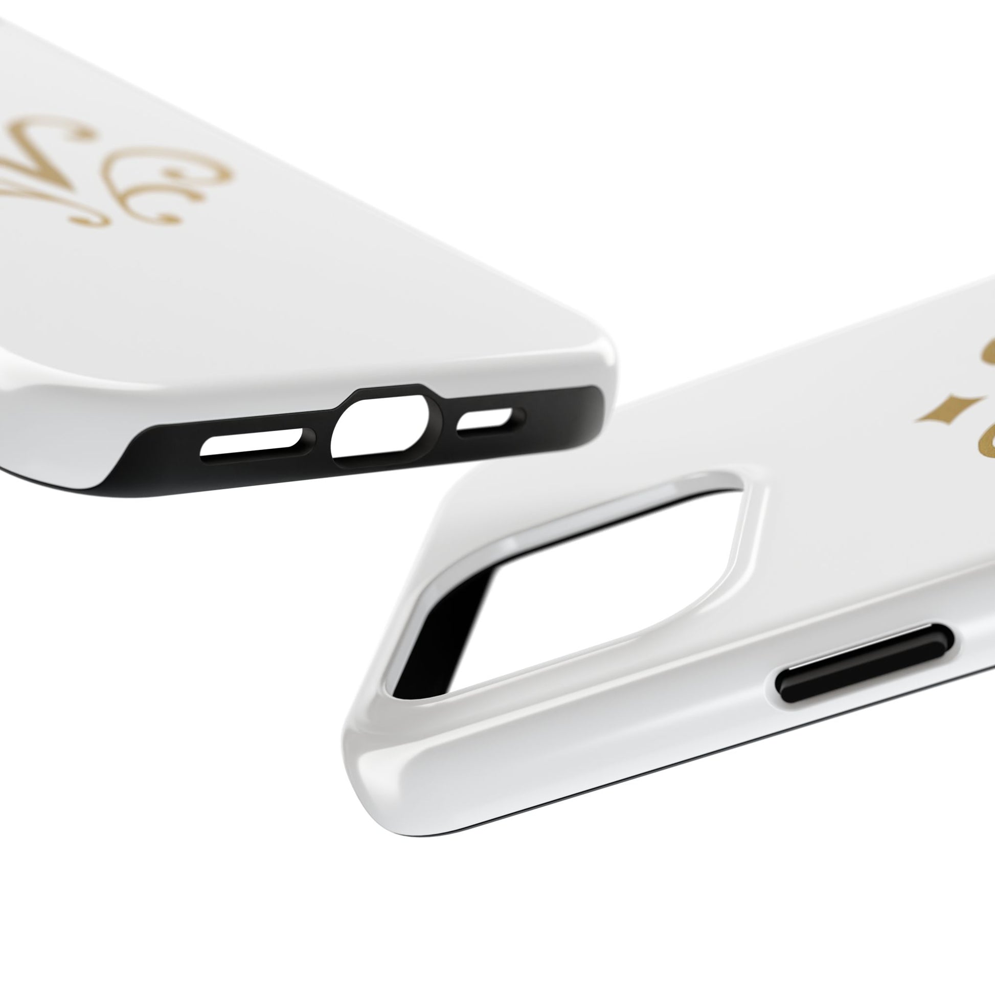 Vessore Luxury iPhone 16, 15, 14 Case – Elegant White & Gold Design - Vessore