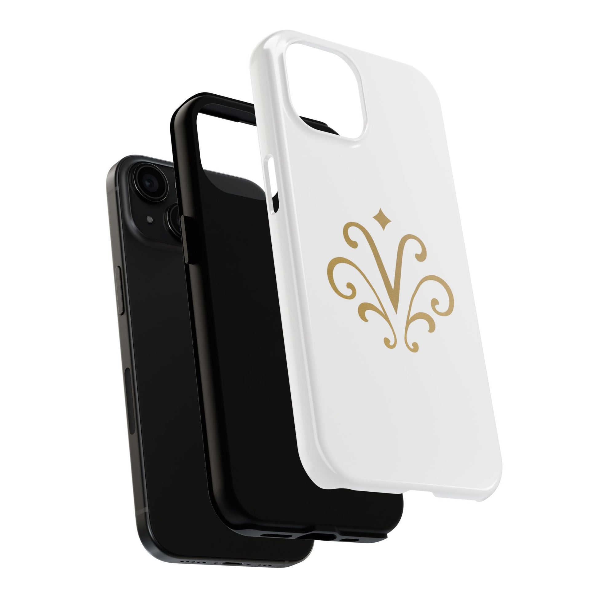 Vessore Luxury iPhone 16, 15, 14 Case – Elegant White & Gold Design - Vessore