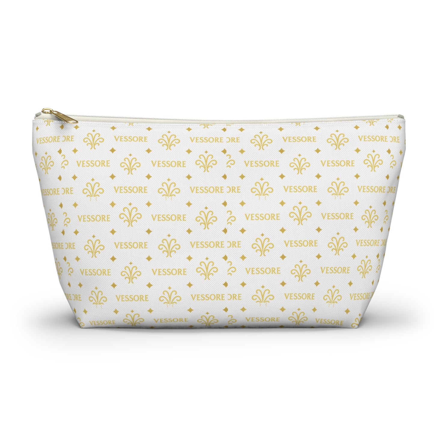 Vessore Luxury Accessory Pouch, White Makeup Bag, Toilet Bag, Travel Cosmetic Organizer T-Bottom Design