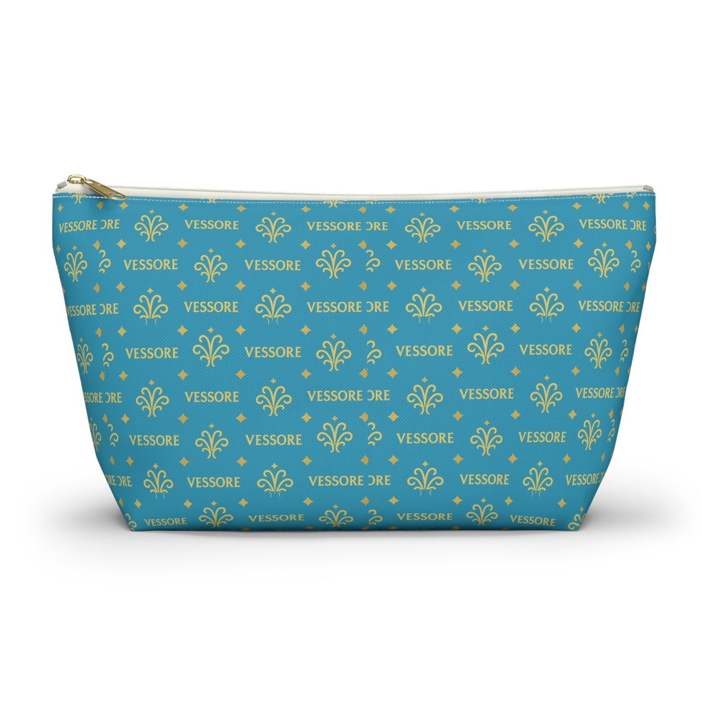 Vessore Luxury Accessory Pouch, Turquoise Makeup Bag, Toilet Bag, Travel Cosmetic Organizer T-Bottom Design