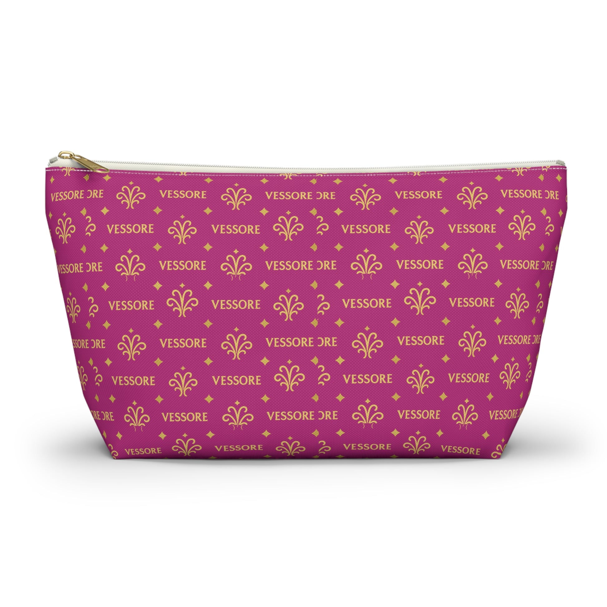 Vessore Luxury Accessory Pouch, Pink Makeup Bag, Toilet Bag, Travel Cosmetic Organizer T-Bottom Design
