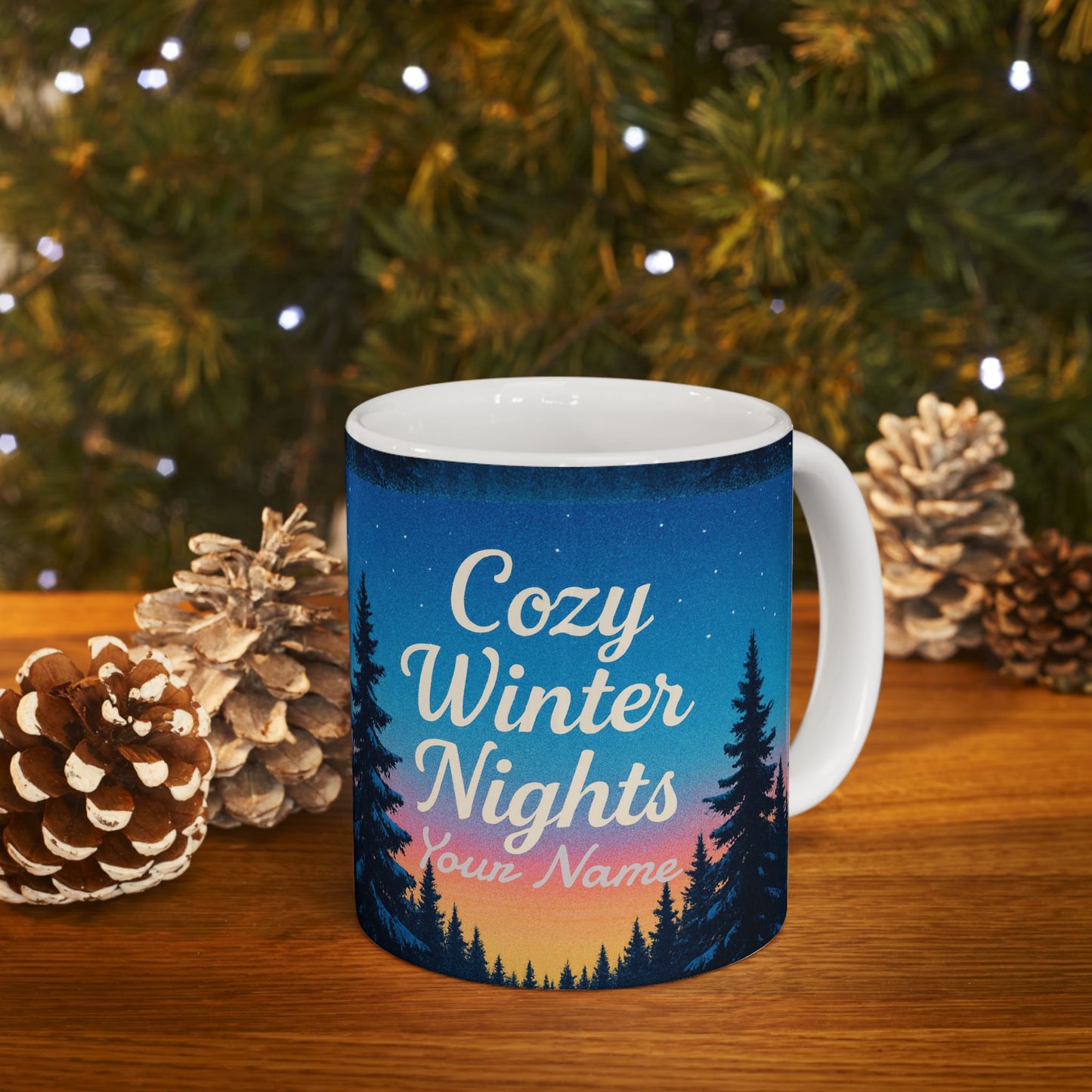 Personalized Gifts, Personalized Christmas Cozy Winter Nights Ceramic Mug, Personalized Coffee Mug | 11oz & 15oz