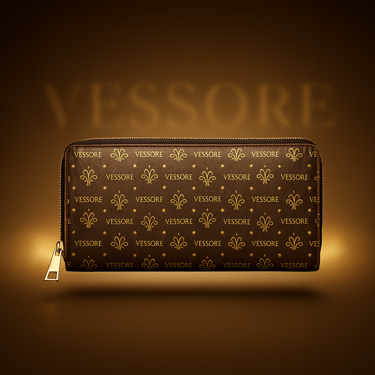 Vessore Women Wallet, Luxury Leather Zipper Wallet Brown, Stylish Wallet, Slim Zippered Purse Elegant Wallet Brown