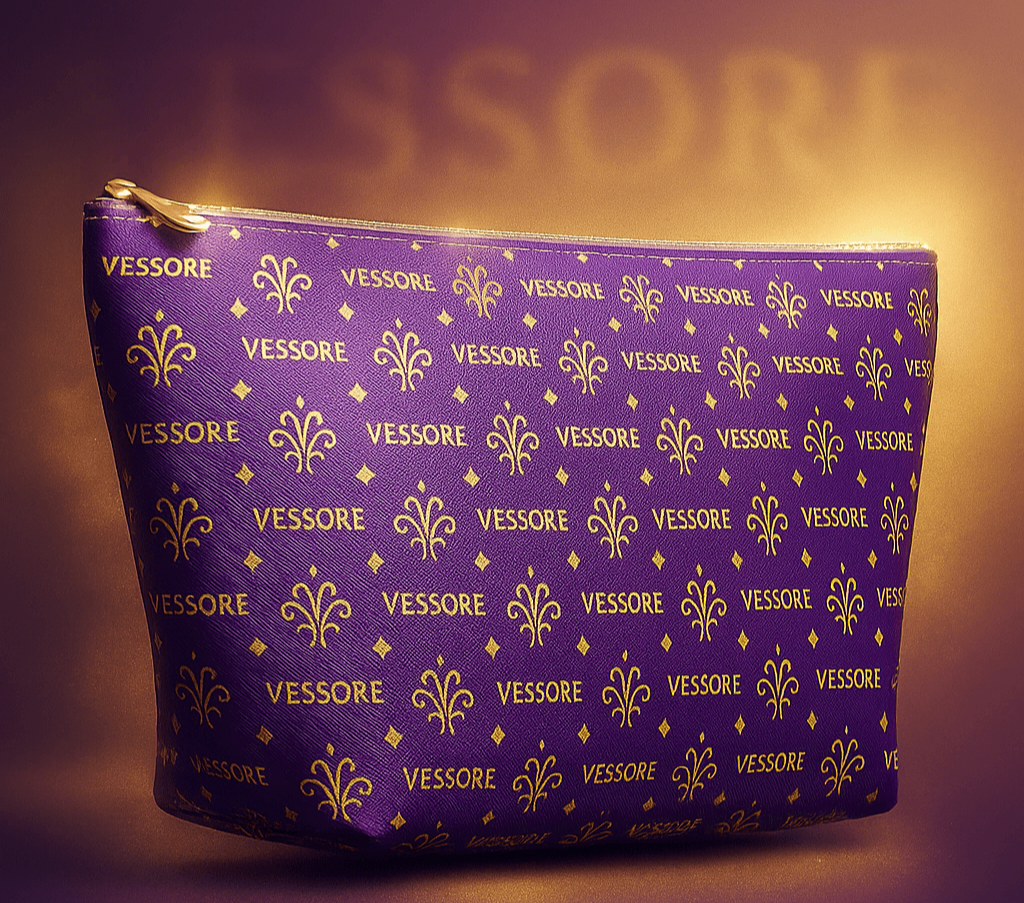 Vessore Luxury Accessory Pouch, Purple Makeup Bag, Toilet Bag, Travel Cosmetic Organizer T-Bottom Design