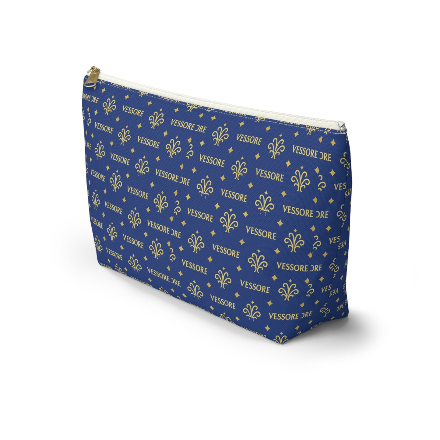 Vessore Luxury Accessory Pouch, Dark Blue Makeup Bag, Toilet Bag, Travel Cosmetic Organizer T-Bottom Design