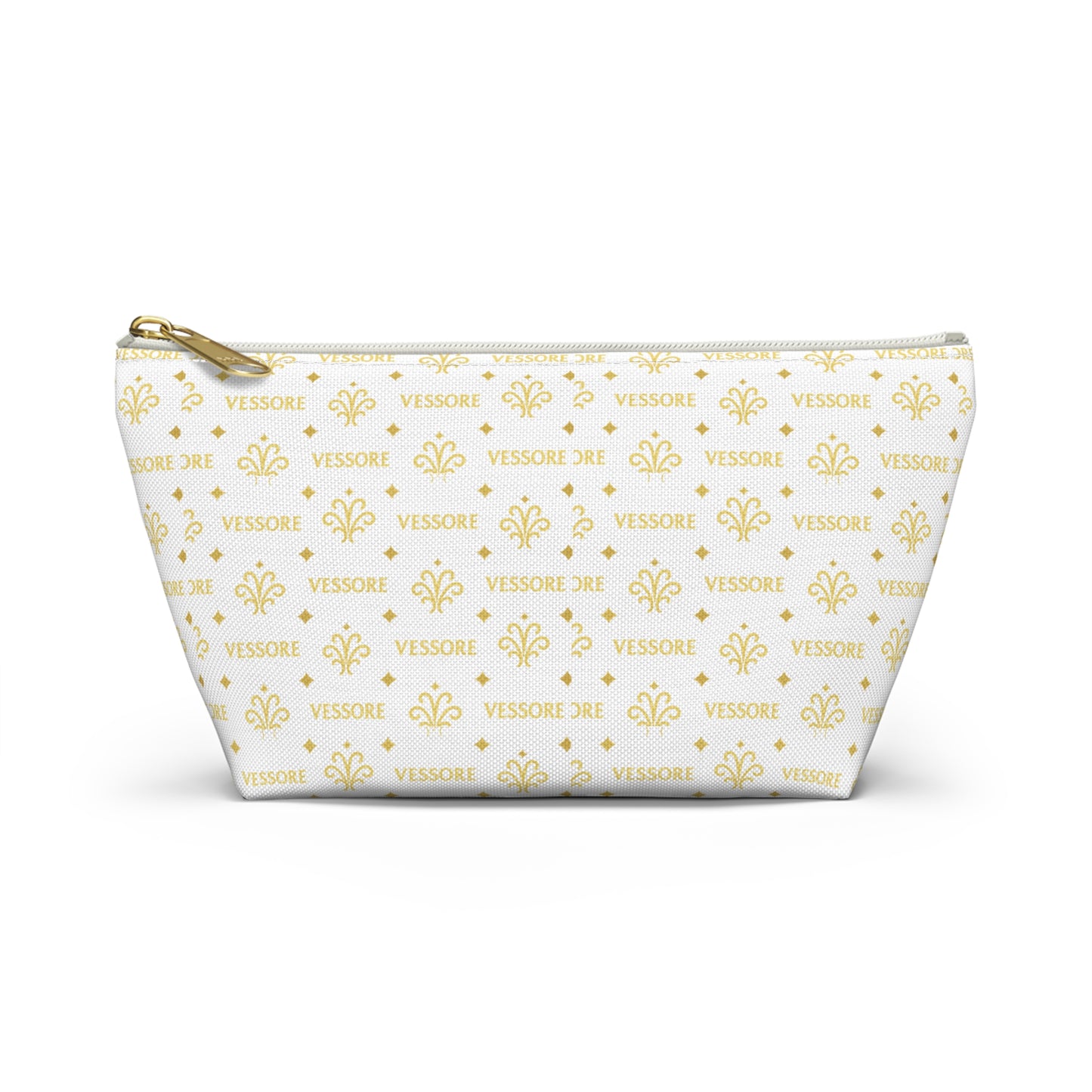 Vessore Luxury Accessory Pouch, White Makeup Bag, Toilet Bag, Travel Cosmetic Organizer T-Bottom Design