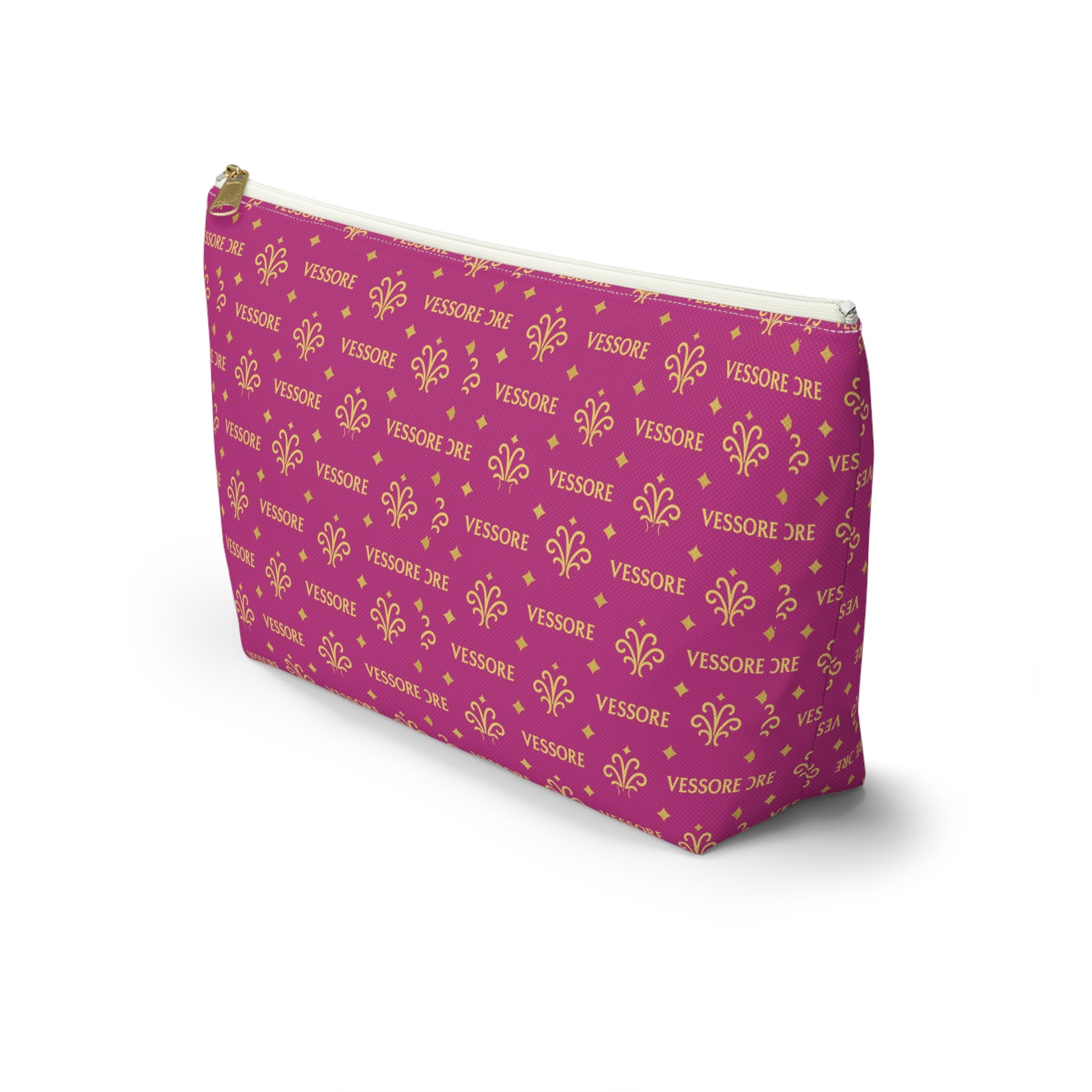 Vessore Luxury Accessory Pouch, Pink Makeup Bag, Toilet Bag, Travel Cosmetic Organizer T-Bottom Design