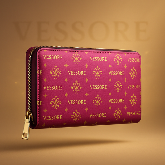 Women Wallet, Luxury Leather Zipper Wallet Pink, Vessore Portefeuille Zippé de Luxe, Stylish Wallet, Slim Zippered Purse Elegant Wallet Pink