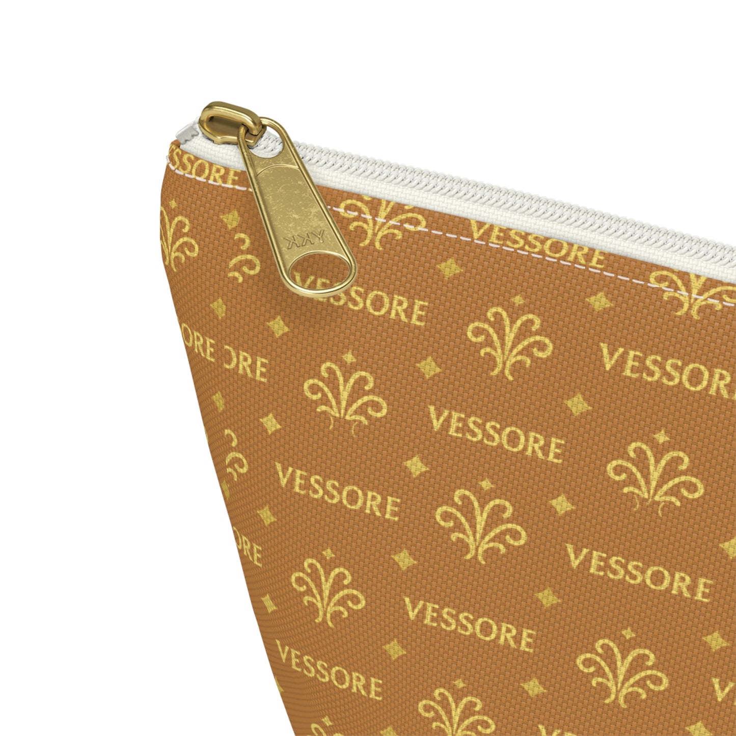 Vessore Luxury Accessory Pouch, Light Brown Makeup Bag, Toilet Bag, Travel Cosmetic Organizer T-Bottom Design
