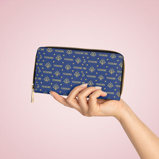 Luxury Leather Women Wallet, Zipper Wallet Green, Vessore Portefeuille Zippé de Luxe, Stylish Wallet, Slim Zippered Purse, Elegant Wallet Blue