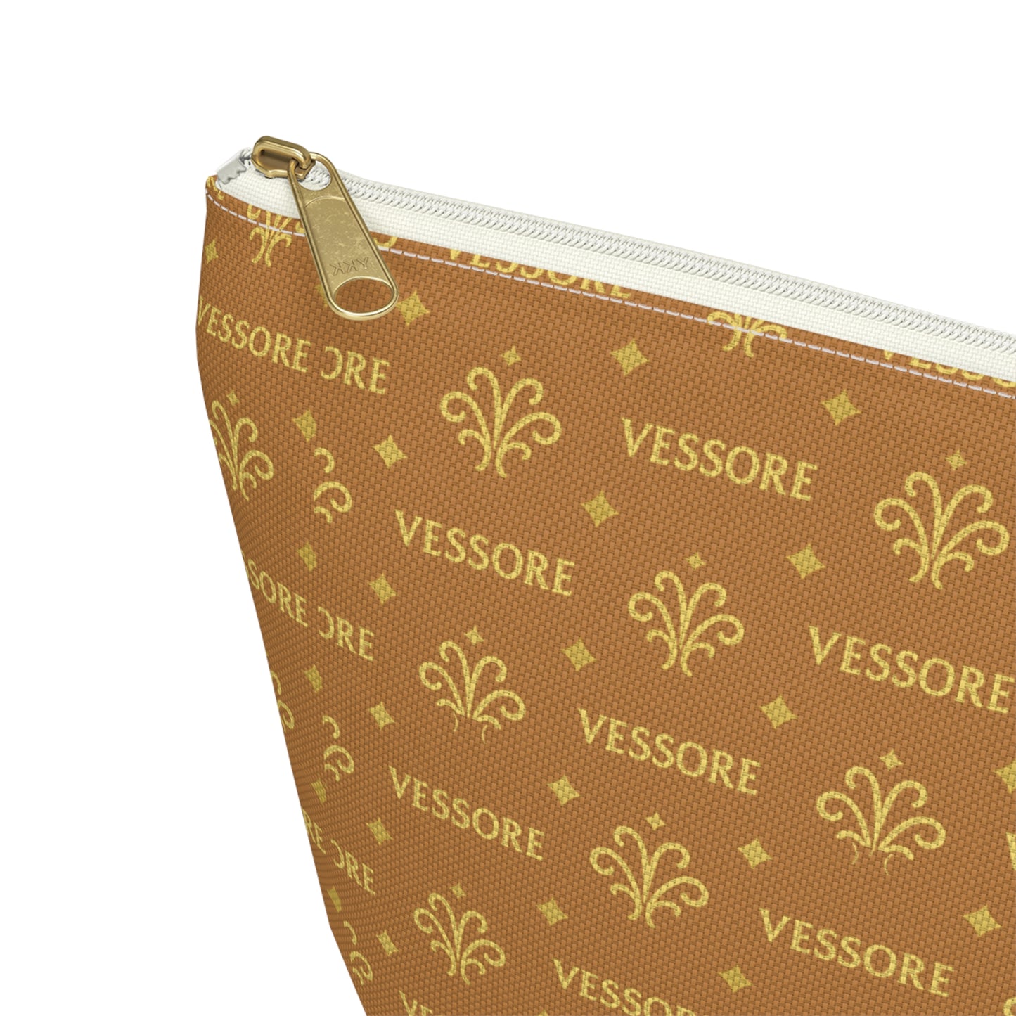 Vessore Luxury Accessory Pouch, Light Brown Makeup Bag, Toilet Bag, Travel Cosmetic Organizer T-Bottom Design