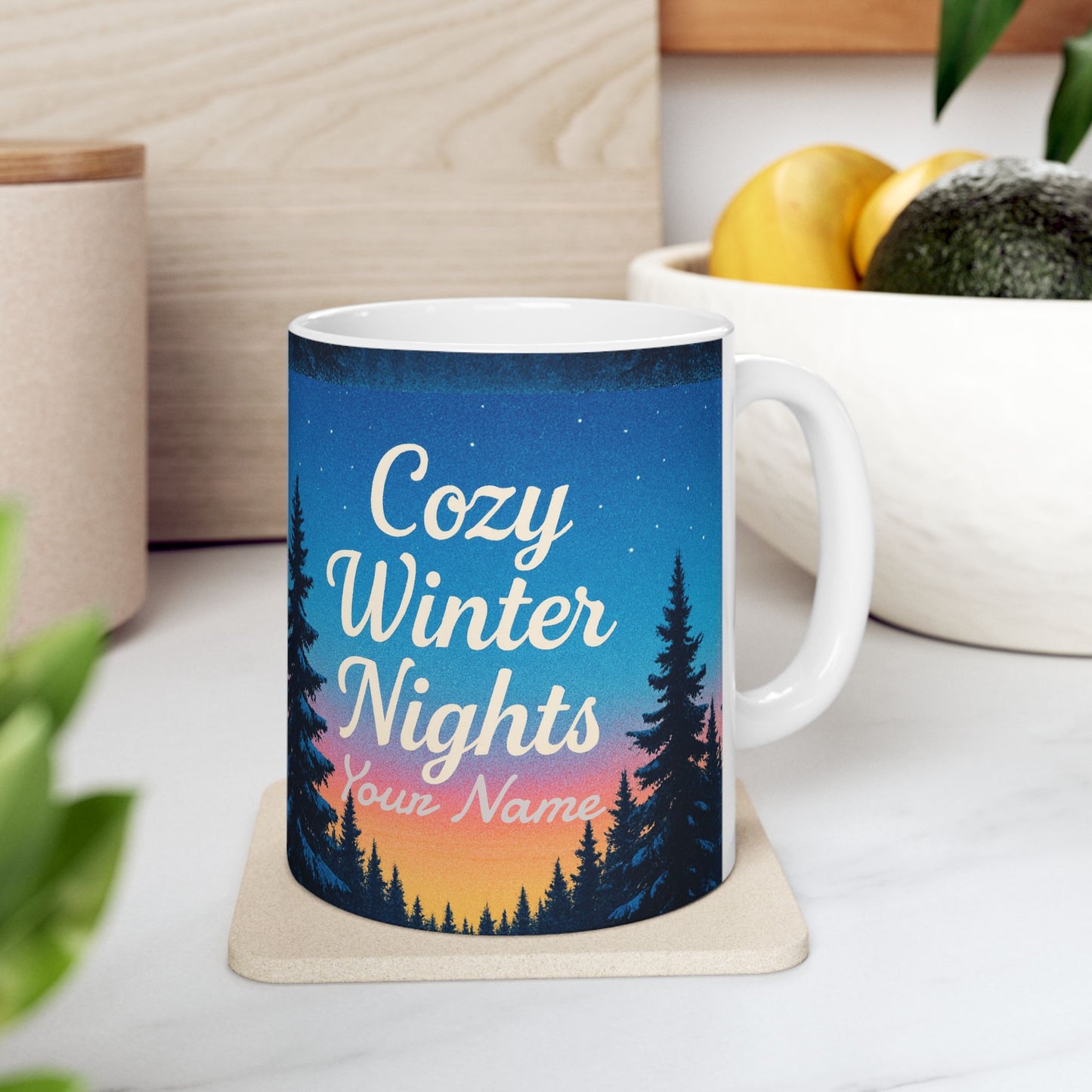 Personalized Gifts, Personalized Christmas Cozy Winter Nights Ceramic Mug, Personalized Coffee Mug | 11oz & 15oz
